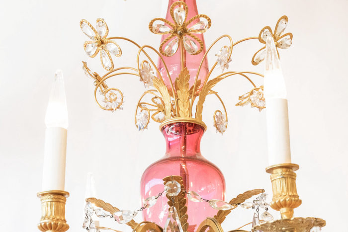 italian chandelier pink glass flowers