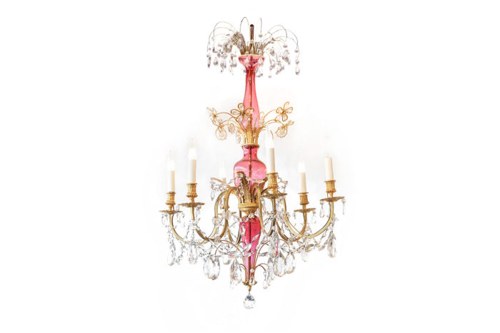 italian chandelier transparent pink glass