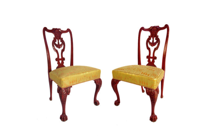 pair chippendale chairs red lacquer main