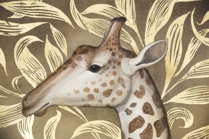 painted canvas giraffe head