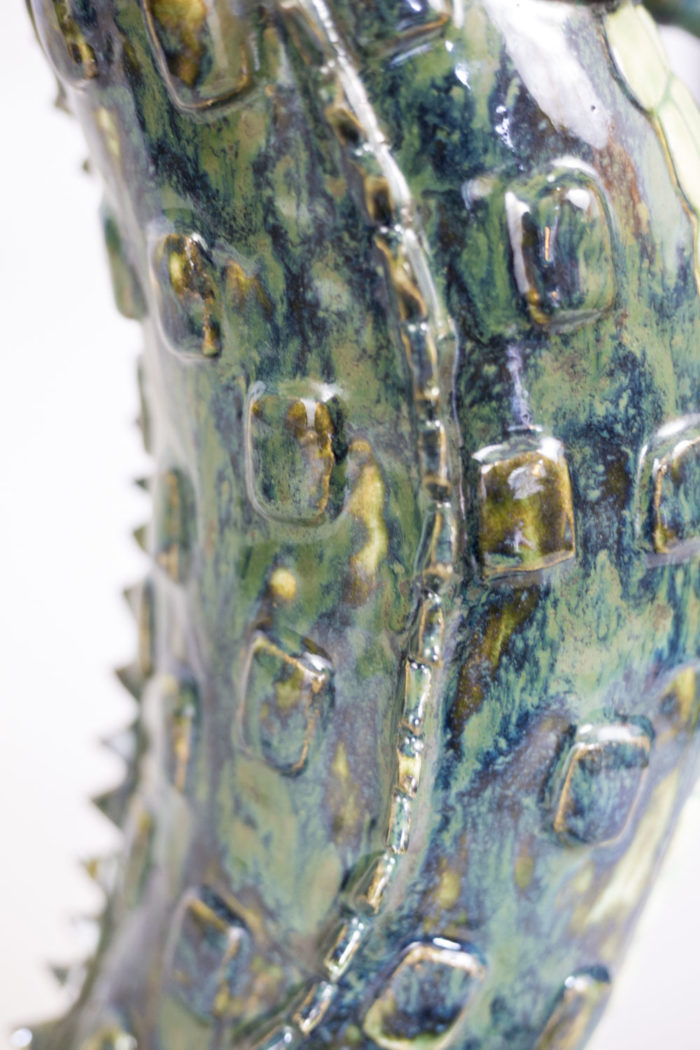 valérie courtet sculpture crocodile glazed stoneware