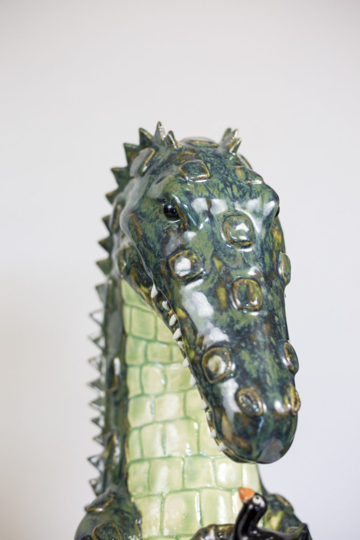 valérie courtet sculpture crocodile glazed stoneware