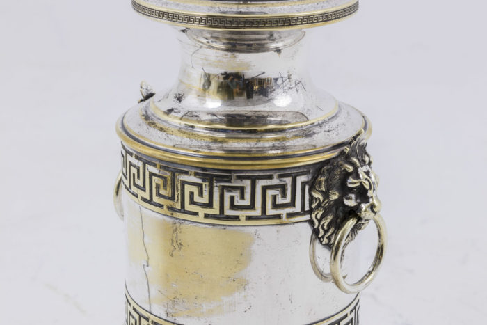 lampes style antique métal argenté frise de grecques