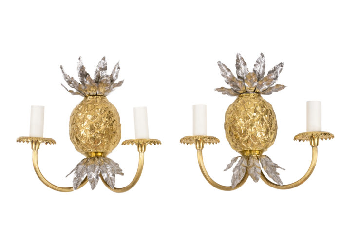 maison charles pineapple wall sconces gilt and silvered bronze
