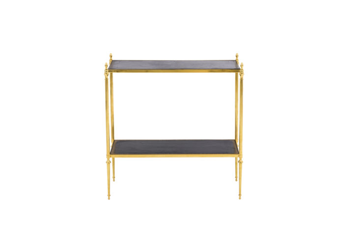 end tables gilt brass black leather face