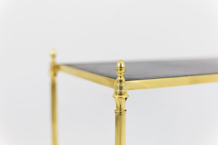 end tables gilt brass black leather top