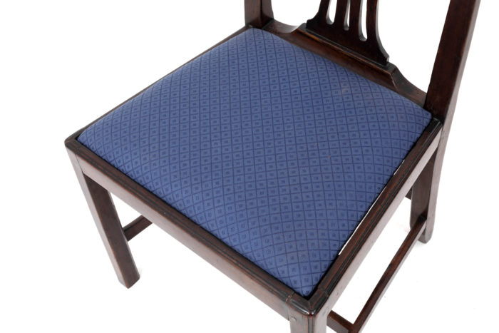 chaises chippendale acajou tissu bleu
