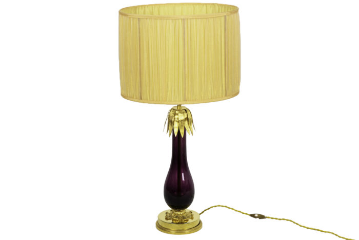 lamp eggplant glass gilt brass