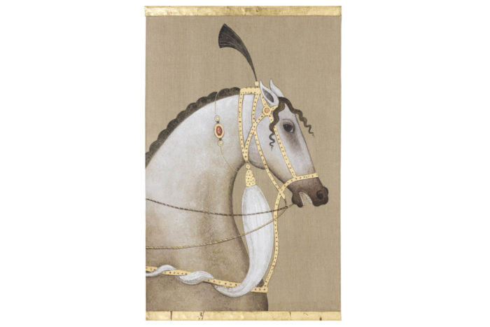 toile cheval arabe blanc