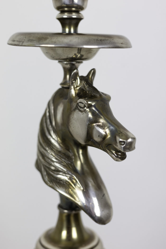 lampadaire cheval bronze argenté tête cheval