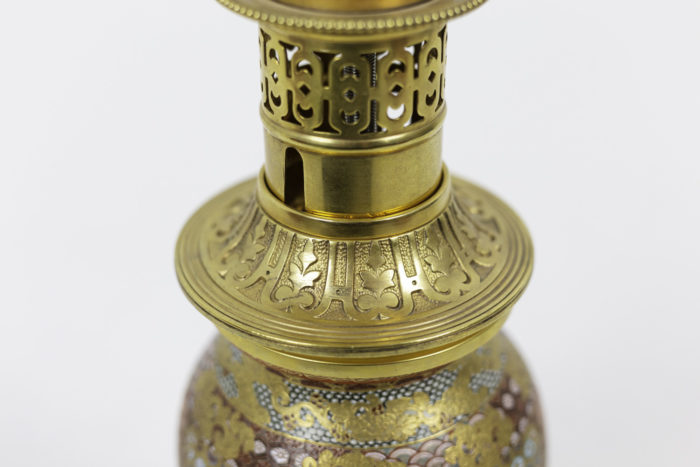 lampe faïence satsuma bronze doré décor