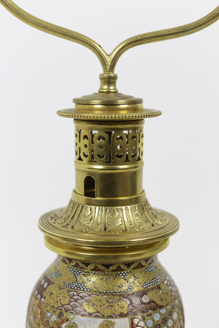 lampe faïence satsuma bronze doré monture
