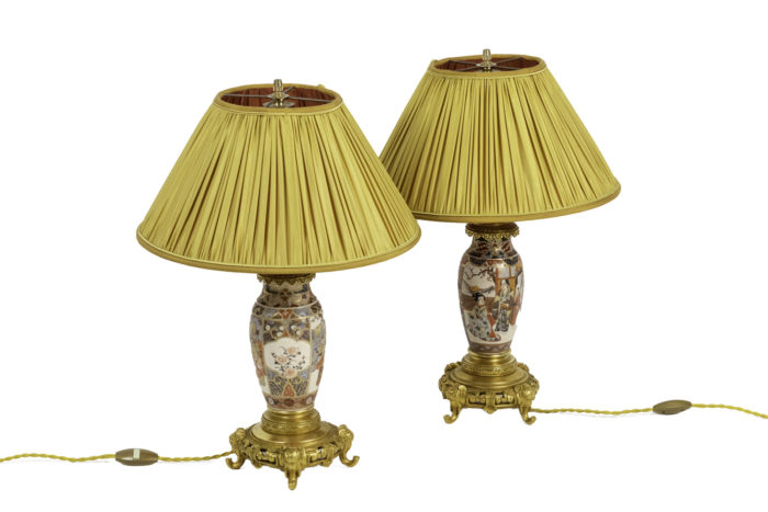 lampes faïence de satsuma bronze doré