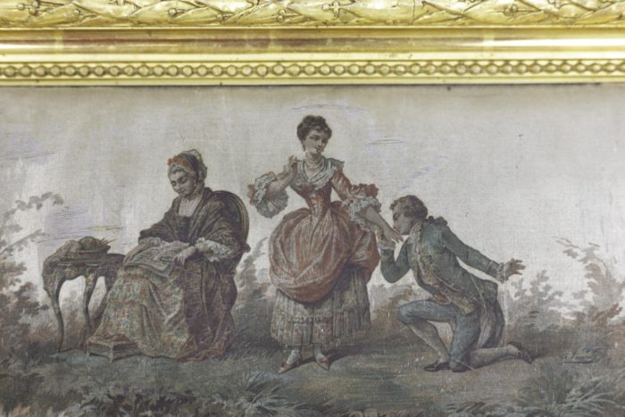peinture sur soie scène galante style Louis XV