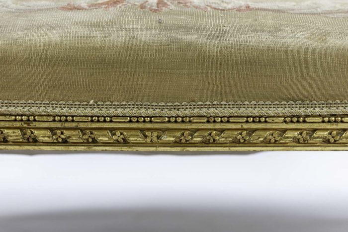 louis xvi style sofa gilt wood aubusson tapestry apron
