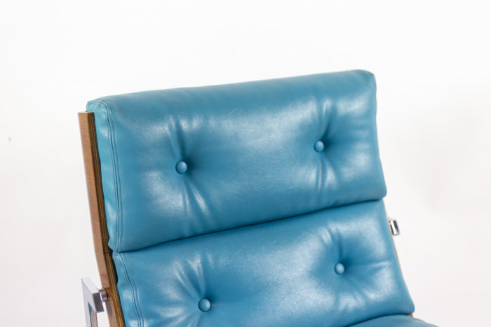 fauteuils cuir bleu matelassé