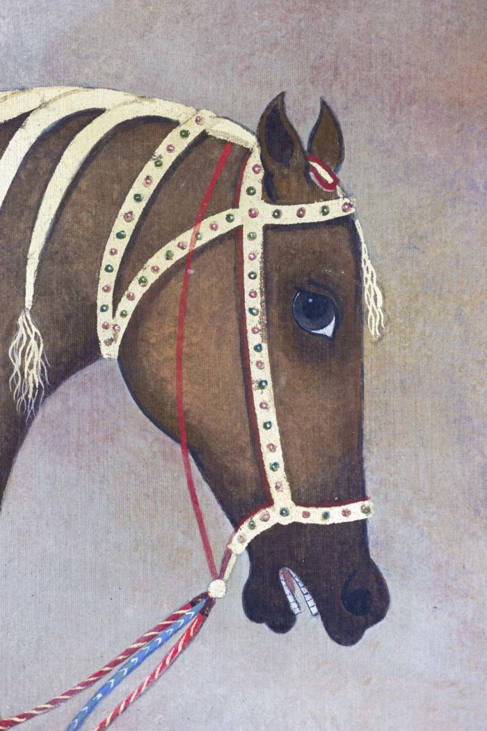 Painted canvas Arabian brown horse 3