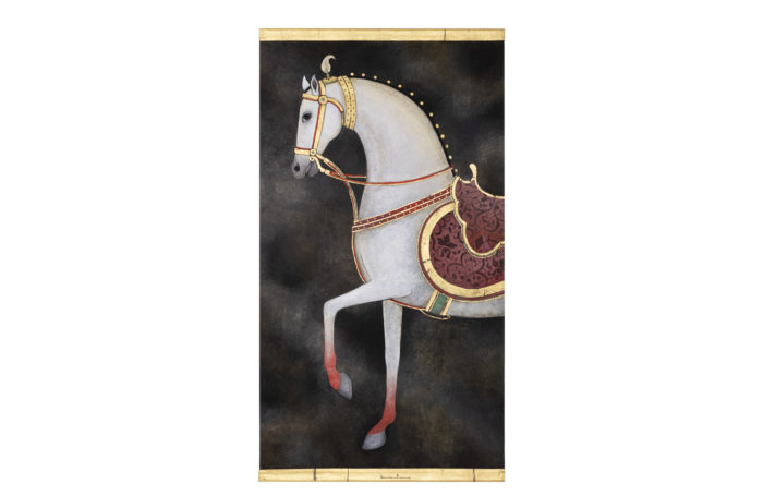 Painted canvas white horse 1