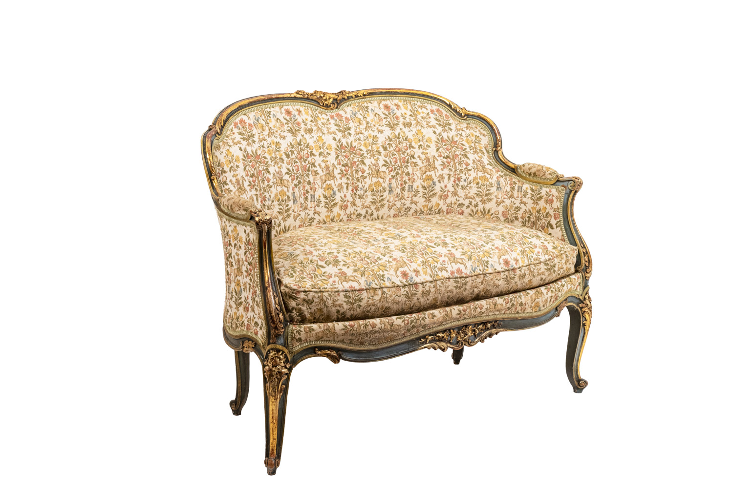 French Louis XVI Tapestry and Giltwood 3-Seat Sofa