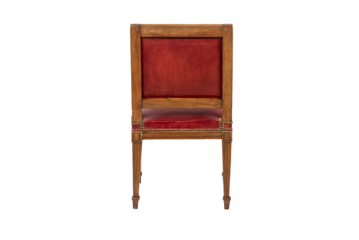 Chaise en bois et cuir, époque Louis XVI, vue de dos