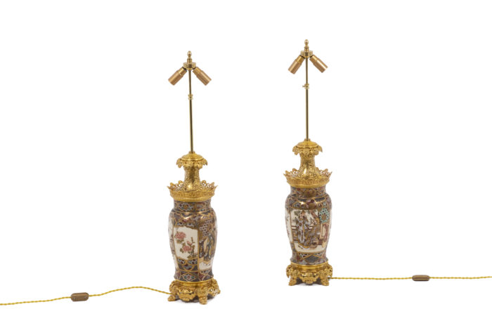 Pair of lamps in Satsuma earthenware 9