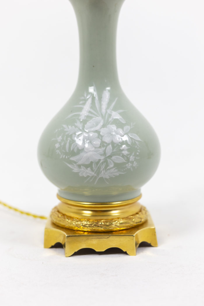 Louis XVI style pair of lamps in celadon porcelain 5