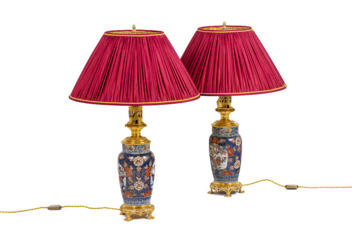 Pair of lamps in Imari - both