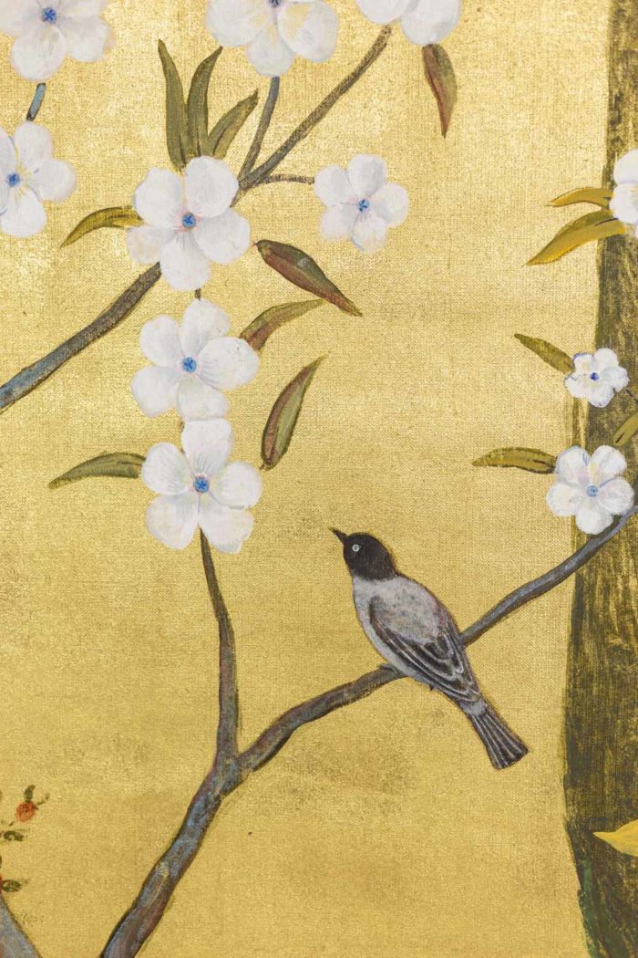 Toile Thibault - fleurs et oiseau