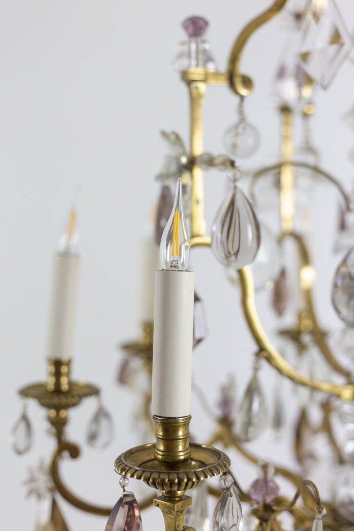 Chandelier in bronze and crystal - sheaths and bulbs