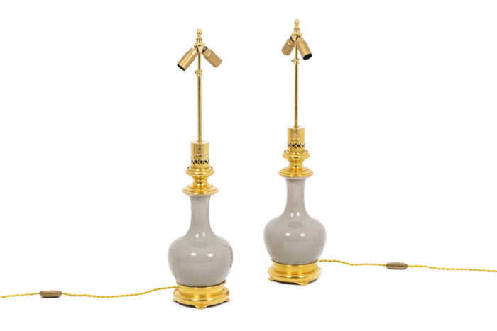 Pair of lamps in porcelain céladon - without lampshade