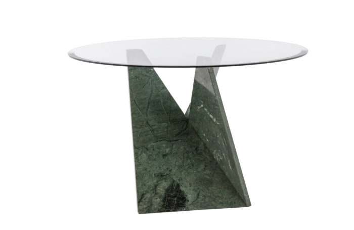 Table:guéridon en marbre vert et verre - face