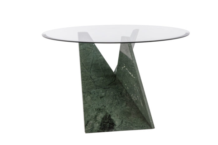 Table:guéridon en marbre vert et verre - face