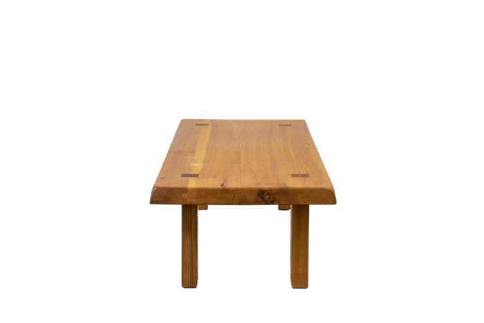 Peter Chapo, by.   Coffee table in blond natural elm, model T 08 A. Four mortises on the top.  - profile