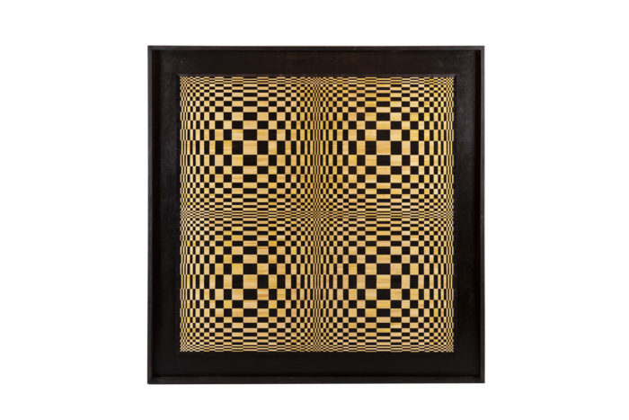 Straw marquetry panel, contemporary work - face