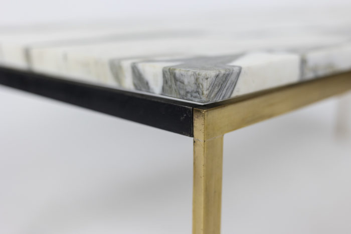 Coffee table in marble and gilded bronze, 1970s - focus base gilt