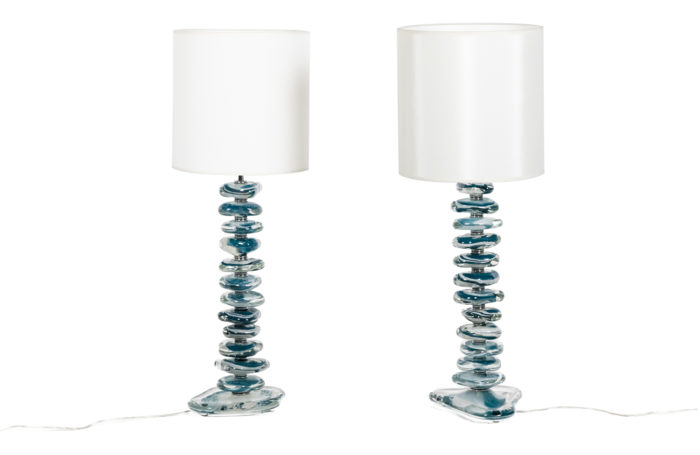 Pair of lamps in glass of Murano, contemporary work - both