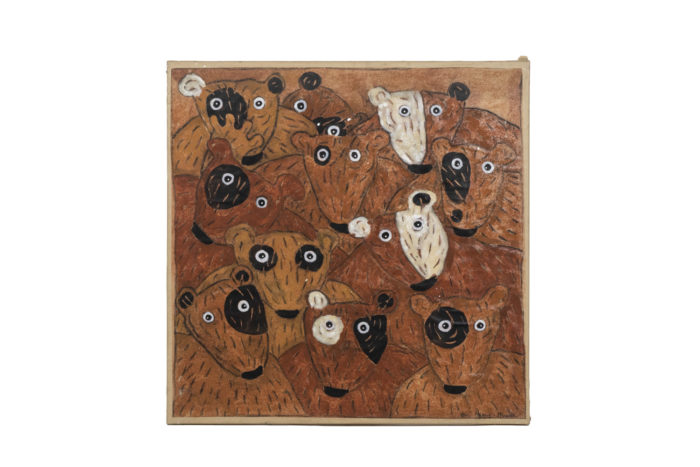 Hervé Maury, Painting depicting bears, contemporary work - face