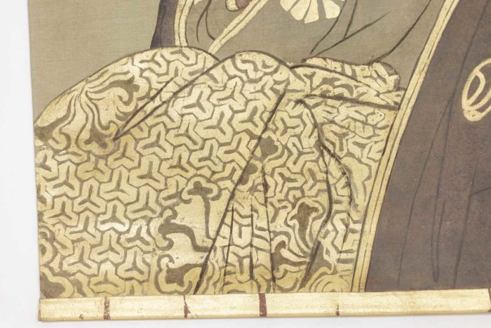 Geisha, toile peinte sur du lin, travail contemporain - détail