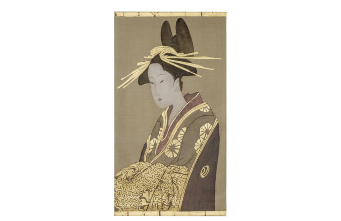 Painted canvas representing a geisha, contemporary work - face