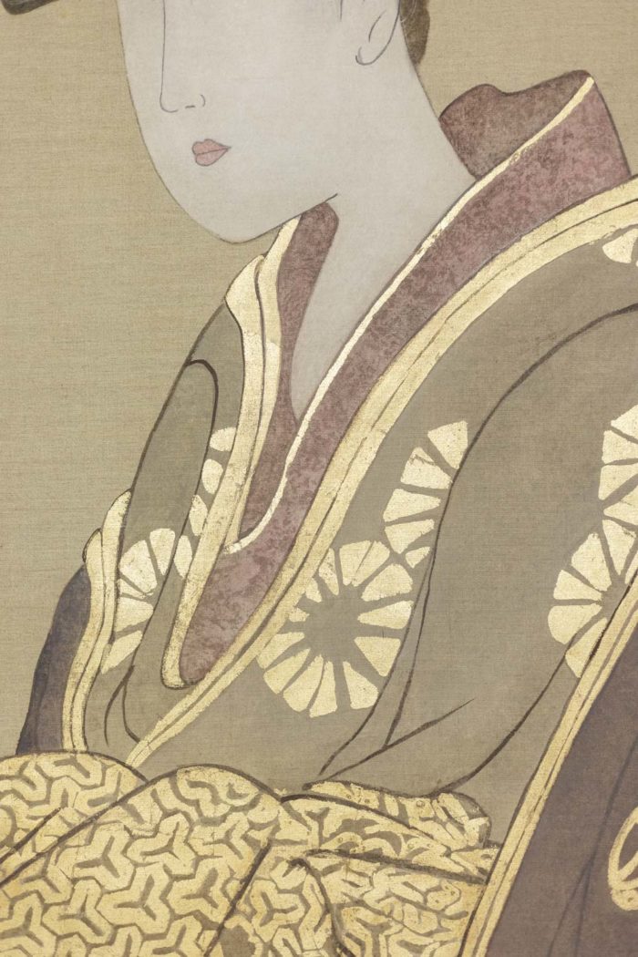 Geisha, toile peinte sur du lin, travail contemporain - kimono