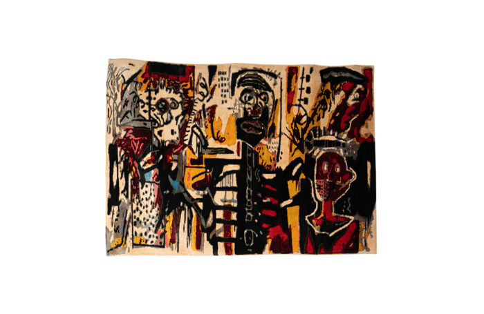 After Jean-Michel Basquiat. Rug, or tapestry « Notary». Contemporary work