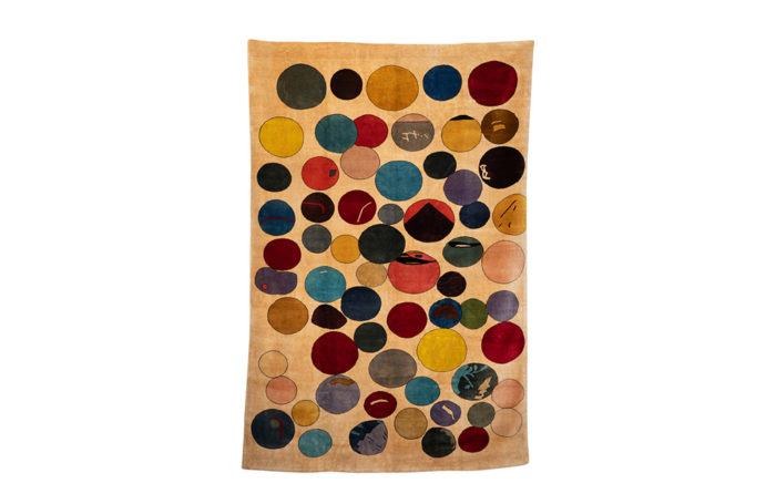 Rug, or tapestry, in wool, representing colored circles. Contemporary work