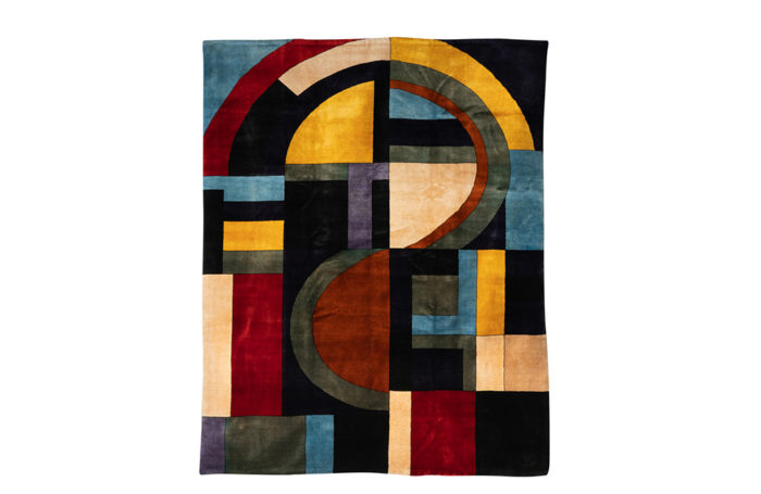 Rug, or tapestry, geometric and in wool. contemporary work - face