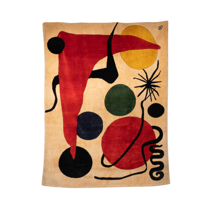 After Alexandre Calder, Rug, or tapestry « Green Ball ». Contemporary work. - face
