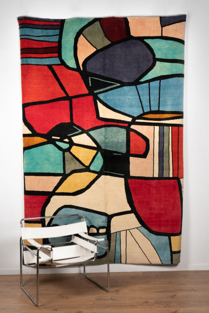 Rug, or tapestry, abstract and in wool. Contemporary work  - staging