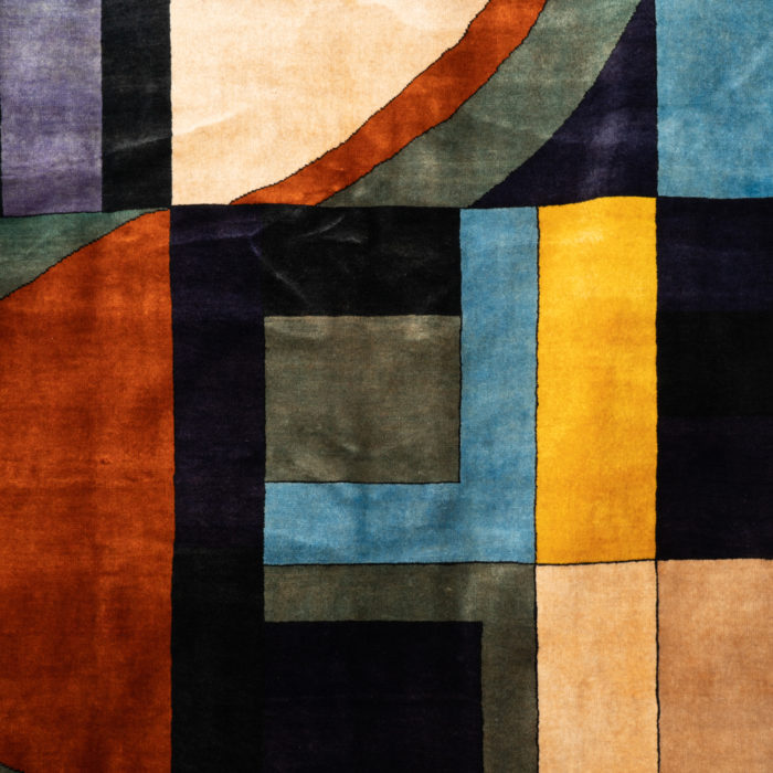 Rug, or tapestry, geometric and in wool. contemporary work - detail
