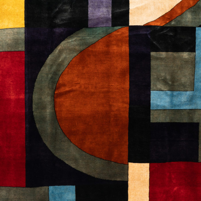 Rug, or tapestry, geometric and in wool. contemporary work - focus