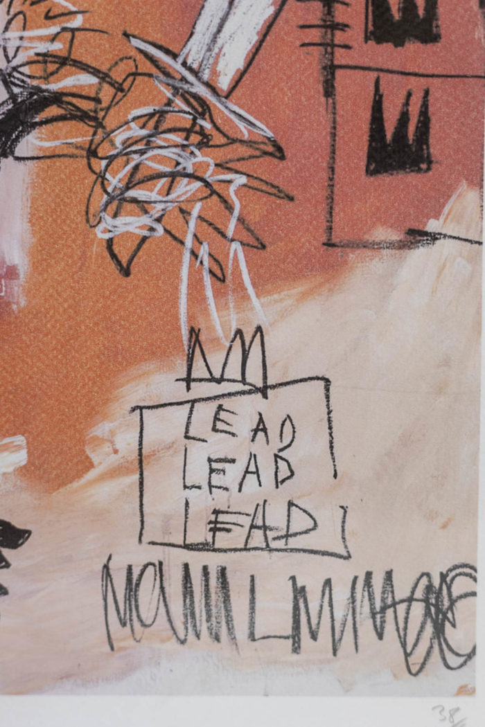 Jean-Michel Basquiat, Sérigraphie représentant un personnage dans les tons orange et rose - autre détail