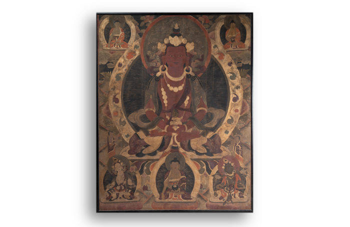 Tibetan Thangka representing a Buddha. Late 19th century.
