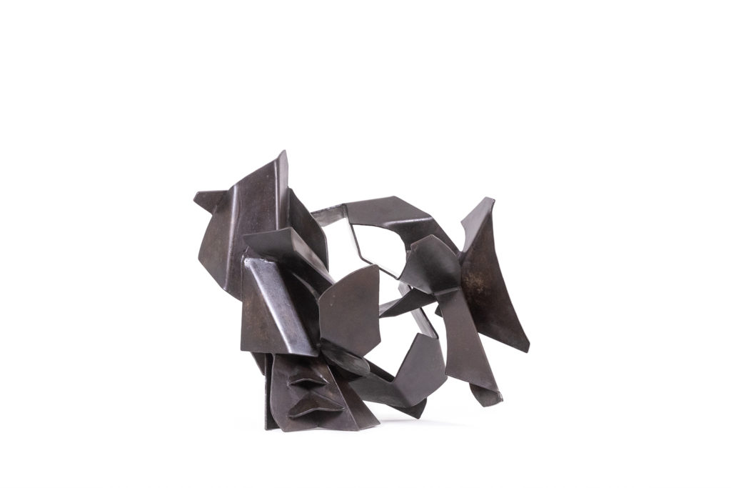 Jean Campa. Patinated and cut iron sculpture. 1980s.